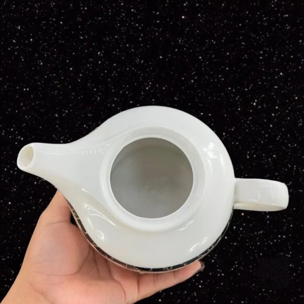 Chodziez Porcelain Teapot Yellow Black Abstract Design Made Poland Vintage Retro